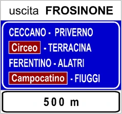 Segnale di itinerario extraurbano