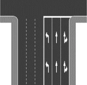 Figura del quesito: Le frecce direzionali in figura si trovano all'interno delle corsie, prima di un incrocio