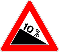 Discesa pericolosa con pendenza del 10%